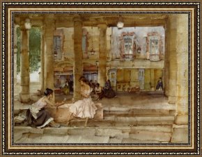 Malvern Hall Framed Paintings - The Market Hall Cordes by Sir William Russell Flint