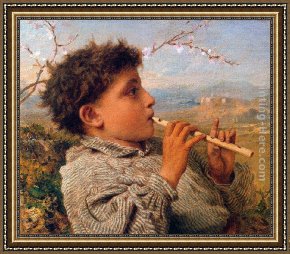 Shepherd Framed Paintings - Shepherd Piper by Sophie Gengembre Anderson