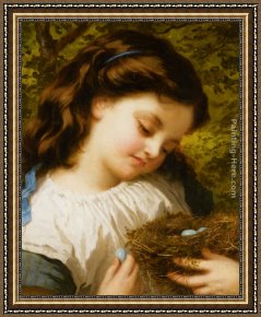 Birds Framed Paintings - The Birds Nest by Sophie Gengembre Anderson