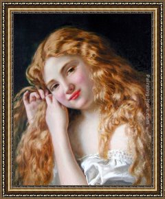 Young Girl Reading Framed Paintings - Young Girl Fixing Her Hair by Sophie Gengembre Anderson
