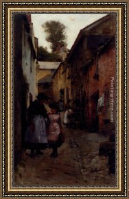 Stanhope Alexander Forbes Framed Paintings - A Street in Newlyn by Stanhope Alexander Forbes