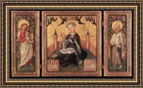 Virgin And Child Framed Paintings - Triptych with the Virgin and Child in an Enclosed garden by Stefan Lochner