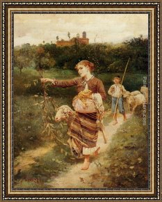 Stefano Novo Framed Paintings - The Grape Pickers by Stefano Bruzzi