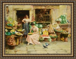 The Carpet Seller Framed Paintings - Fruit Sellers by Stefano Novo