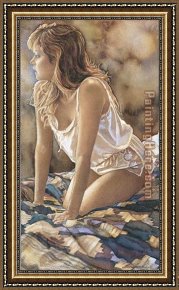 Silent Thoughts Framed Paintings - In Her Thoughts by Steve Hanks