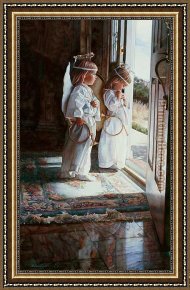 The Angel Appears to Tobias Framed Paintings - Little Angels by Steve Hanks