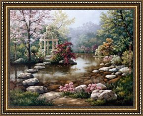 Sung Kim Framed Paintings - Gazebo by Sung Kim