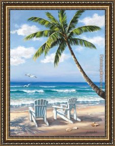 Beach Framed Paintings - Hidden Beach by Sung Kim