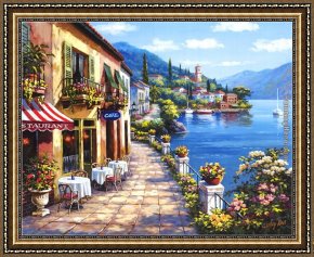 Sung Kim Framed Paintings - Overlook Cafe I by Sung Kim