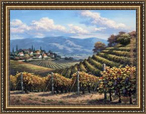 Village in The Snow Framed Paintings - Vineyard Village by Sung Kim