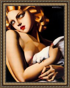 Lempicka Framed Paintings - Femme a la Colombe by Tamara de Lempicka