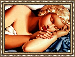 Sleeping Framed Paintings - Girl sleeping II by Tamara de Lempicka
