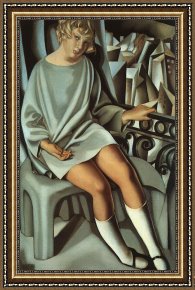 A Venetian Balcony Framed Paintings - Kizette on the Balcony by Tamara de Lempicka