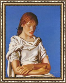 Blue Framed Paintings - Lady in Blue by Tamara de Lempicka