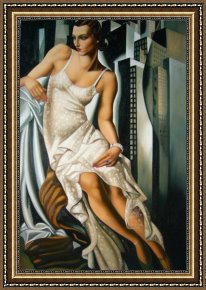 Portrait of Alessandro Manzoni Framed Paintings - Portrait of Madame Allan Bott by Tamara de Lempicka