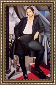 Disembarkation of The Spanish at Vera Cruz (with Portrait of Cortez As a Hunchback) Framed Paintings - Portrait of the Duchess de La Salle by Tamara de Lempicka