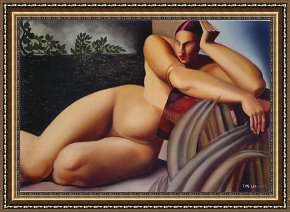 Lempicka Framed Paintings - Reclining Nude by Tamara de Lempicka