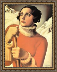 Saint Cosmas And Saint Damian Salvaged Framed Paintings - Saint Moritz by Tamara de Lempicka