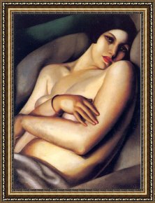 Street of Dreams Framed Paintings - The dream by Tamara de Lempicka