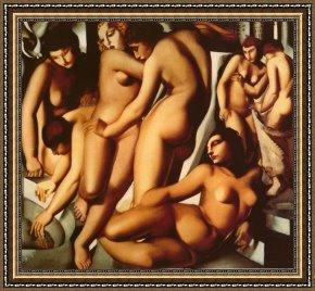 Lempicka Framed Paintings - Women at the Bath by Tamara de Lempicka