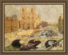 1914 Framed Paintings - Notre Dame, Paris 1914 by Terrick Williams