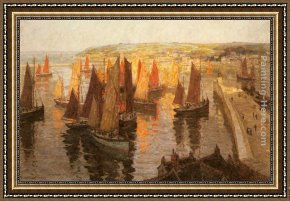 Field of Red And Gold Framed Paintings - Red and Gold Brixham by Terrick Williams
