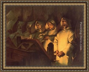 Design for The Grande Galerie in The Louvre Framed Paintings - Les Matines a la Grande Chartreuse by Theobald Chartran