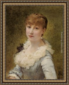 Portrait of a Young Boy Framed Paintings - Portrait of a Young Lady by Theobald Chartran