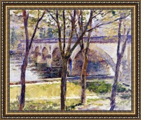 Bridge Framed Paintings - Bridge near Giverny by Theodore Robinson