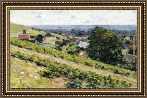 Hills of Tuscany I Framed Paintings - From the Hill Giverny by Theodore Robinson