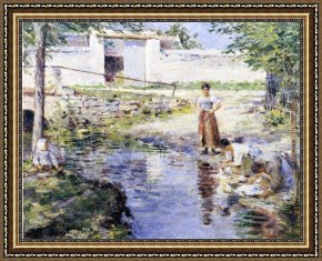 The Gossip Framed Paintings - Gossips by Theodore Robinson