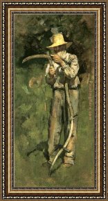 Man with Scythe Framed Paintings - Man with Scythe by Theodore Robinson