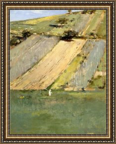 Valley Framed Paintings - Valley of the Seine Giverny by Theodore Robinson