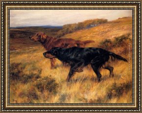 Three Pointers in a Landscape Framed Paintings - Two Pointers in a Landscape by Thomas Blinks