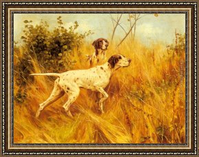 Three Pointers in a Landscape Framed Paintings - Two Pointers In Landscape by Thomas Blinks