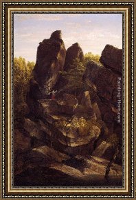 Rocky Framed Paintings - A Rocky Glenn by Thomas Cole