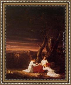 Cross in The Wilderness Framed Paintings - Angels Ministering to Christ in the Wilderness by Thomas Cole