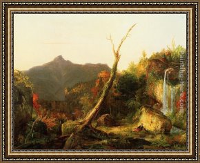 An Autumn Landscape with Cows Near a Stream Framed Paintings - Autumn Landscape Mount Chocorua by Thomas Cole