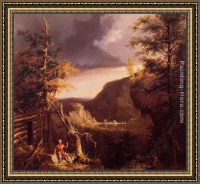 Rain, Steam And Speed - The Great Western Railway Framed Paintings - Daniel Boone Sitting at the Door of His Cabin on the Great Osage Lake, Kentucky by Thomas Cole