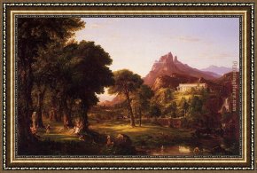 Street of Dreams Framed Paintings - Dream of Arcadia by Thomas Cole