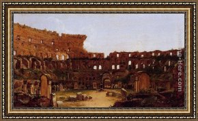 A Tavern Interior with a Bagpiper And a Couple Dancing Framed Paintings - Interior of the Colosseum, Rome by Thomas Cole