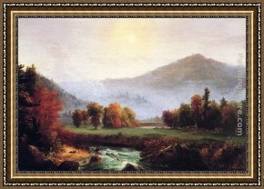 Rising Framed Paintings - Morning Mist Rising, Plymouth, New Hampshire by Thomas Cole