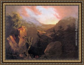 In Western Mountains Framed Paintings - Mountain Sunrise, Catskill by Thomas Cole
