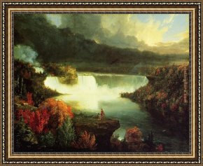 The Fall of Man Framed Paintings - Niagara Falls by Thomas Cole