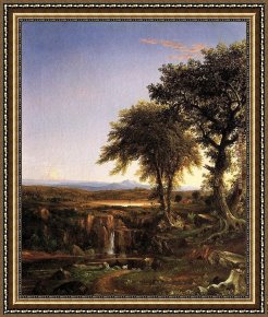 Summer Framed Paintings - Summer Twilight by Thomas Cole