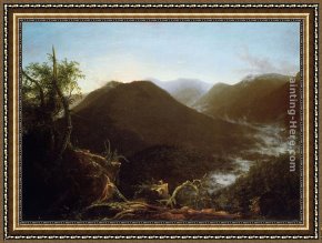 In Western Mountains Framed Paintings - Sunrise in the Catskill Mountains by Thomas Cole