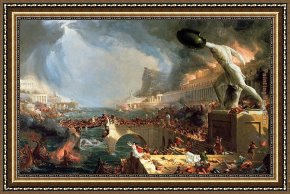 The Incredulity of Saint Thomas Framed Paintings - The Course of Empire Destruction by Thomas Cole