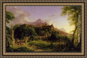 Departure to The Hunt Framed Paintings - The Departure by Thomas Cole