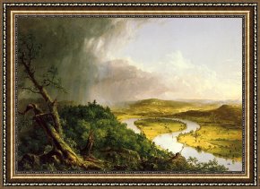 Thomas Gainsborough Framed Paintings - The Oxbow by Thomas Cole