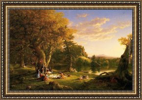 A Picnic Before The Woods Framed Paintings - The Picnic by Thomas Cole